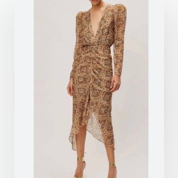 Ronny Kobo Collection Dresses & Skirts - Ronny Kobo Astrid Silk Ruched Paisley Dress NWT